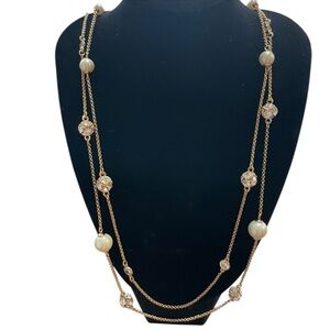 Kate Spade Gold and White Double-Strand Necklace NWOT
